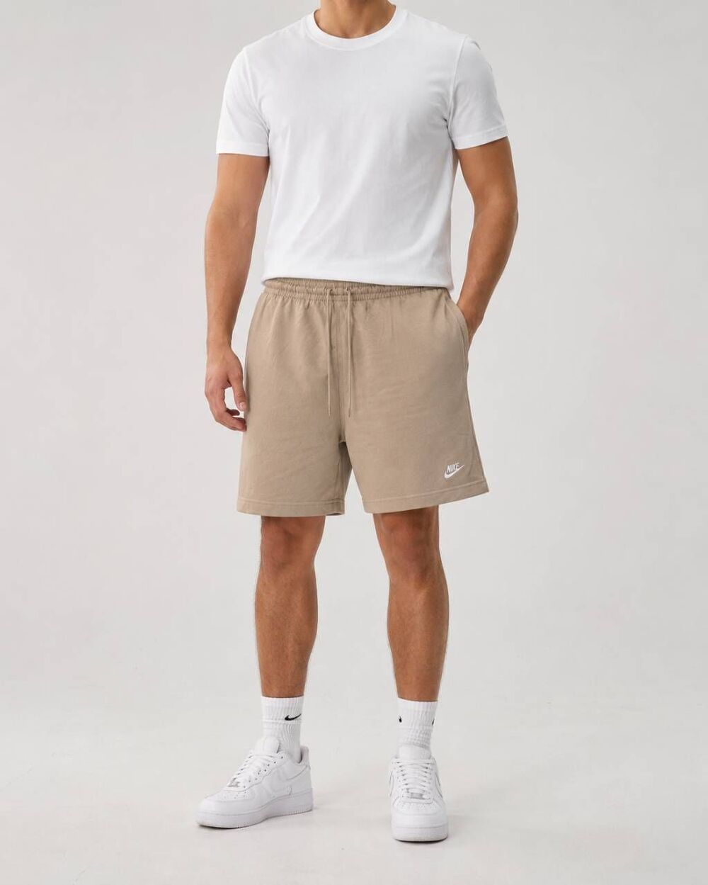 Nike Men’s Sportswear Knit Shorts Khaki Tan L Tall 34” Waist 9” Inseam NWT